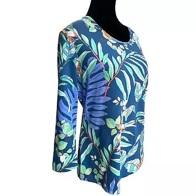 J. McLaughlin Tropical Floral Catalina Cloth Stretch Top Size Large 3/4 Sleeve • $32.50