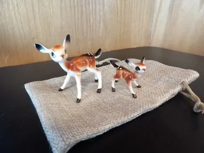 Vintage Miniature Deer Figurine Set Doe Fawn 2  X 2  1  1/2  X 1  • $17.49