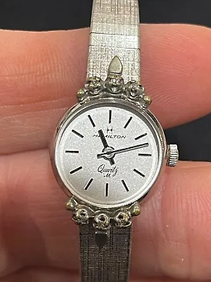 VINTAGE HAMILTON WIND UP WATCH - 10K RGP NOT WORKING - LADIES' - 1980's Diamonds • $39.99