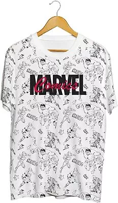 £9.99 • Buy MARVEL Comics Men's Short Sleeve Ribbed Crew Neck T-Shirt Cotton White