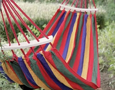 £0.99 • Buy Garden Camping Canvas Hammock & Cushion Lightweight Bed Outdoor Travel Swing