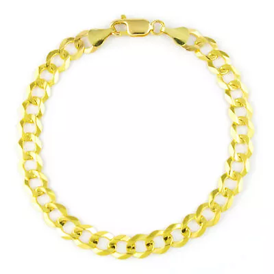 14K Yellow Gold 6.5mm Cuban Curb Chain Italian Link Mens Bracelet Lobster 8  • $370.99