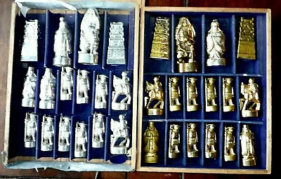 32 Piece Vintage Japan Korea China Warrior Samurai Metal Chess Set No Board 5lb • $165