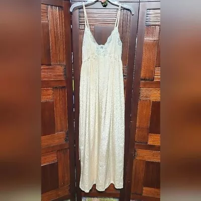 Woman's Vintage Christian Dior Lingerie Nightgown Champagne And Lace Size Small • $59