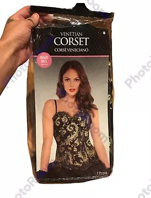 Venetian Black And Gold Adult Corset Size Medium/Large Brand NWT • $18