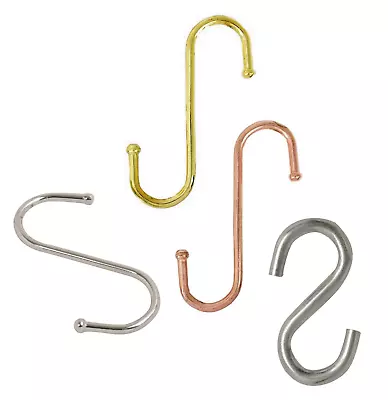 S Hooks Kitchen Meat Pan Utensil Clothes Hanger Hanging Zinc Brass Or Copper • £36.49