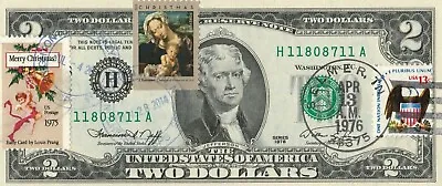 $2 Dollars 1976 Stamp Cancel Christmas Lucky Money Value $125 • $125