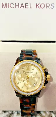 ☘☘☘Genuine Michael Kors Oversized  Tortoiseshell Everest Pavé Chrono Watch ☘☘☘ • $170.85