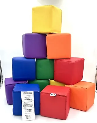 ECR4Kids Soft Zone Patchwork Toddler Building Blocks Foam Cubes 6” 12 Pieces! • $74.99