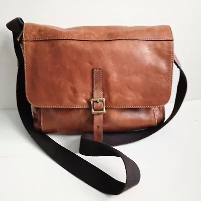 Fossil Real Leather Men's Cross Body Large Bag 31/27/7 Cm Brown  • £27.77