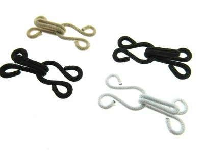 £4.99 • Buy Fabric Covered Fur Hooks & Eyes Fasteners Black Brown White Beige & Grey