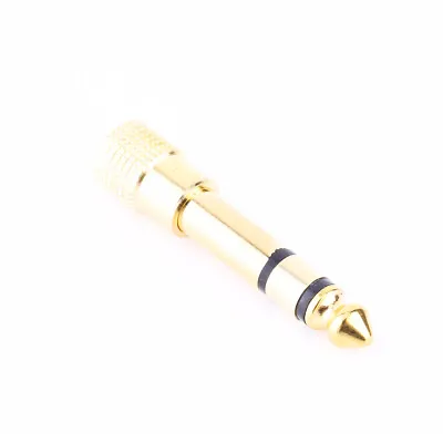 3.5mm Female To 6.5mm Male Stereo Headphone Plug Jack Adapter Gold GDS • £6.01