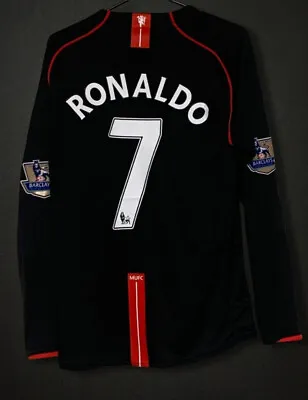 Ronaldo Manchester United Jersey 2008 Black Long Sleeve Retro Away Jersey • $75