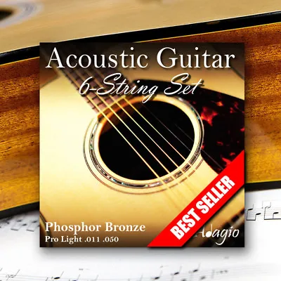 £10.99 • Buy 3 PACKS Adagio Pro Acoustic Guitar Strings - Gauges 10, 11 Or 12 Phosphor Bronze