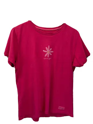 Life Is Good Women's Size Medium Pink Crusher Tee Short Sleeve Shirt Daisy • £3.96