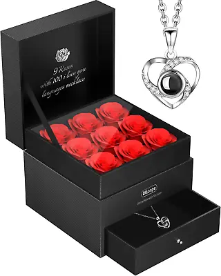 Women Gifts Ideas For Valentines Day Preserved Forever Rose Gift With Necklace* • $25.99