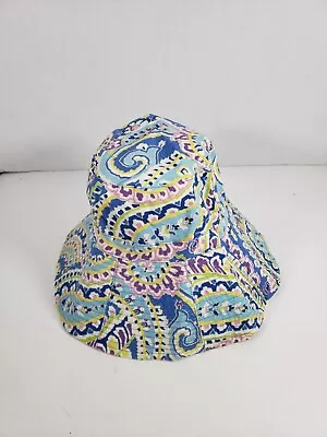 Vera Bradley Bucket Hat Capri Blue 100% Cotton One Size Reversible Paisley Sun • $15