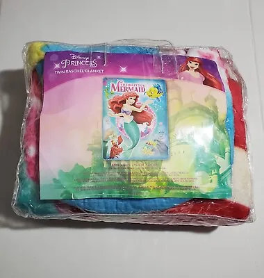 Disney Princess Twin Raschel Blanket 60 X 80  The Little Mermaid Ariel • $33.88