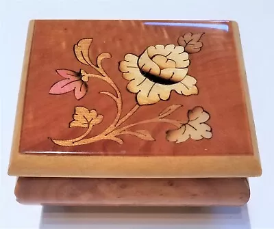 Vintage  Sangyo Hand Wind Music Box Inlaid Exotic Wood Case  More  Video • $49