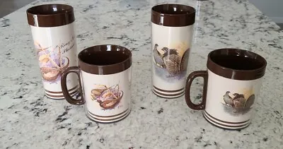 Vintage 1979 Set Of 4 Thermo-Serv Les Kouba Coffee Grouse/Pheasant Mug Cups  • $24