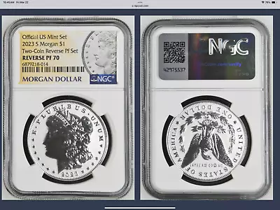 2023 S Silver Dollar Reverse Proof 2-coin Set NGC RP PF 70 Morgan RP PF 67 Peace • $227.50