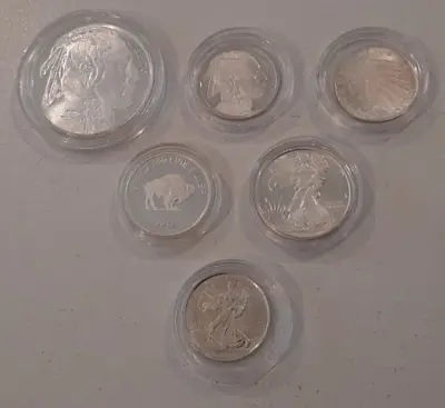 1/2oz 1/4oz 1/10oz 999 Silver Rounds (x6) Indian Head Buffalo Eagle Liberty • $99.99