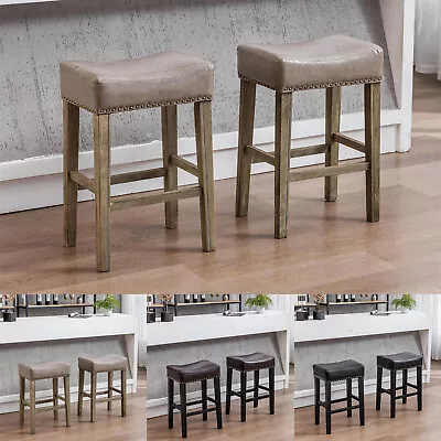 2PCS Saddle Bar Stools 26'' Counter Height Barstools Kitchen Dining Chairs US • $114.99