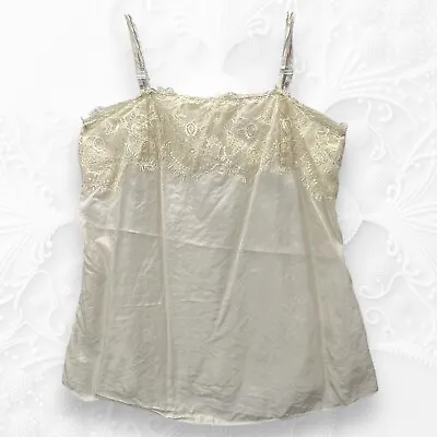 Johnny Was 4 Love And Liberty Silk Camisole Women’s Small Beige Lace Trim Cami • $19