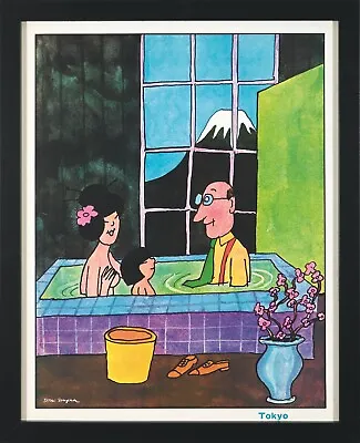 Original Vintage Poster Tomi Ungerer Air India Tokyo Japan  Travel  1969 FRAMED • $570