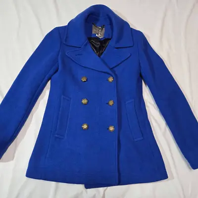 J. Crew Stadium Cloth Nello Gori Royal Blue Wool Pea Coat Jacket Womens 0 Xs • $60