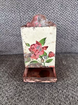 Match Holder Rose Pattern Metal Aged Vintage • $9.99