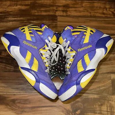 Vintage Reebok Retro Pump Shaq Attaq LSU Lakers Purple Yellow Shoes Men’s Size 8 • $74.99