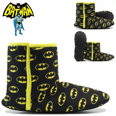 Mens Batman Dc Novelty Boots Ankle Fleece Lined Warm Shoes Booties Slippers Size • £11.95