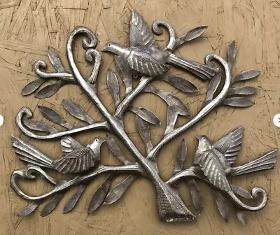 Handmade Haitian Metal Plaque Birds And Branches Wall Hanging Art 18 X13.25  • $39.95