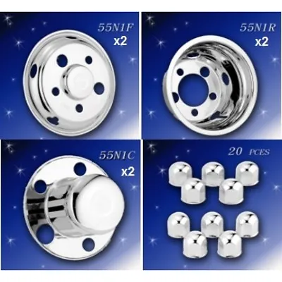 Hino 5 Stud Stainless Steel Hub Caps / Wheel Trims  (16 Inch 5 Stud) TRUCKS • $645
