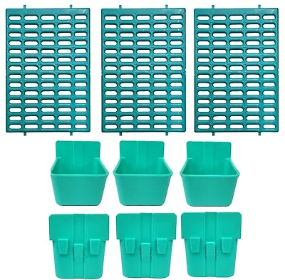 9 Pack Cage Supplies 3 Resting Mat &6 Food & Water Coop Cups (Teal) • $39.99