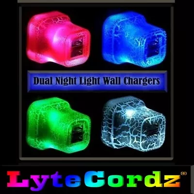 LED Light Up Wall And Car Plugs Chargers USB Adapters • $6.99