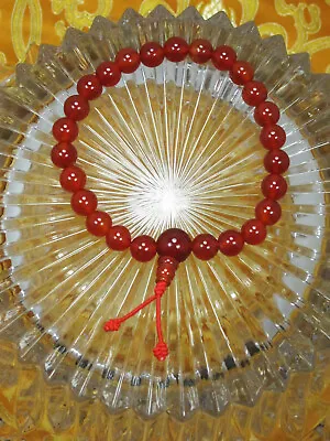 USA Seller Large 8MM 25 Bead Tibetan Buddhist Bright Carnelian Wrist Mala Nepal • $8.98