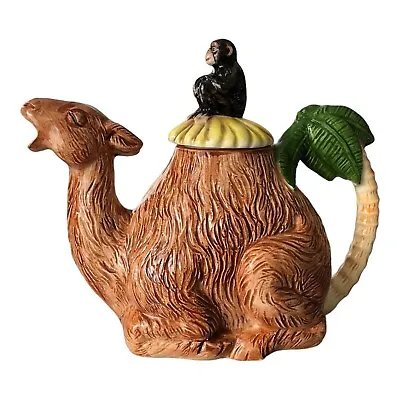 Dept 56 Monkey Riding Camel Vintage Safari Palm Tree Handle Teapot Rare Japan! • $39.95