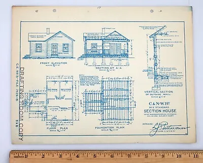 $24.99 • Buy Vintage 1918 Blueprint Chicago And North Western Railway No. 2 Section House