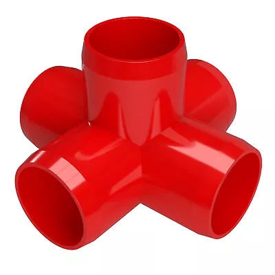 1/2  5-Way PVC Cross Fitting Red (10-PK) FORMUFIT Furniture Grade Made In US • $34.99
