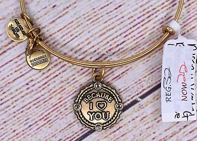 NEW NWOT Alex And Ani Because I Love You III Charm Gold Bracelet • $7.59