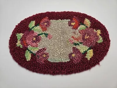 Vintage Hand Hooked Doll Dollhouse Rug Oval • $39.99