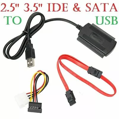 £5.99 • Buy USB 2.0 To SATA/PATA/IDE Cable Power Cord Adapter For DVD Hard Disk Drive UK New