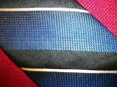 MURANO Made In USA Silk Neck Tie Stripe Blue/Black/White L *NEW* • $6.99