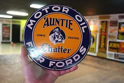 Auntie Chatter Motor Oil For Ford Porcelain Metal Sign Gas Oil Car Truck Mustang • $75