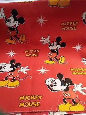 Red Mickey Mouse Canvas Fabric 26.5  X 45  • $4.50