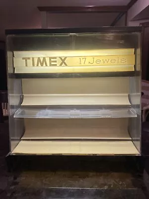 VINTAGE TIMEX 17 JEWELS LIGHTED STORE DISPLAY CASE 20” X 6.5” X 20” ***Read*** • $79.99