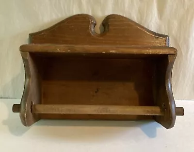 Vintage Solid Wood Paper Towel Holder With Shelf Wall Mount • $20