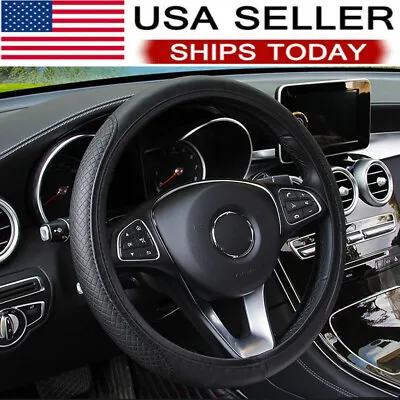 $10.98 • Buy Car Accessories Steering Wheel Cover Black Leather Anti-slip 15 /38cm Universal